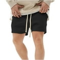 thumbnail image 1 of hopeusnice Mens Casual Beach Solid Color Running Shorts Workout Fashion Summer Elastic Waist Drawstring Loose Fit Pants Lounge Shorts Activewear Black L, 1 of 5