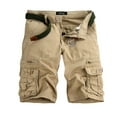 thumbnail image 1 of hopeusnice Mens Casual Beach Solid Color Workout Pants Mid Waist Pants with Pockets Loose Running Shorts Fashion Summer Cargo Shorts Activewear Gym Shorts Khaki 29, 1 of 8