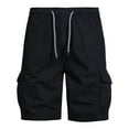 thumbnail image 1 of hopeusnice Mens Cotton Linen Cargo Shorts Activewear Running Shorts Workout Casual Beach Fashion Summer Solid Color with Pockets Pants Elastic Waist Drawstring Black XL, 1 of 6