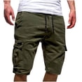 thumbnail image 1 of hopeusnice Mens Elastic Waist Drawstring Workout Casual Beach Pants Fashion Summer Solid Color Loose with Pockets Cargo Shorts Lounge Shorts Running Shorts Gym Shorts Army Green XXXL, 1 of 4