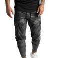 thumbnail image 1 of hopeusnice Mens Elastic Waist Pants with Pockets Drawstring Workout Casual Beach Fashion Summer Solid Color Joggers Loose Cargo Joggers Trousers Sweatpants Activewear Gym Pants Gray M, 1 of 6