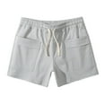 thumbnail image 1 of hopeusnice Mens Fashion Summer Solid Color Elastic Waist Drawstring Cotton Linen Running Shorts Lounge Shorts Activewear Gym Shorts Casual Beach Loose with Pockets Workout Pants Gray M, 1 of 5