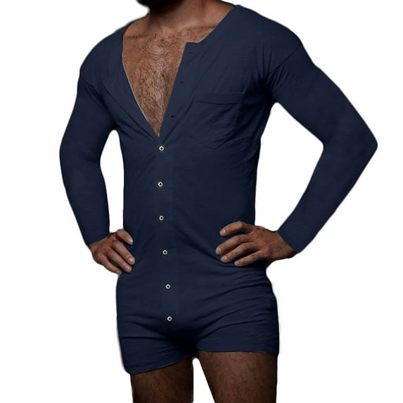 hopeusnice Mens Long Sleeve Gym Sets Workout Casual Beach Jumpsuits Activewear Skinny Fashion Summer Solid Color Overall Pants Blue XXL