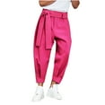 thumbnail image 1 of hopeusnice Mens Joggers Sweatpants Activewear Lounge Trousers Workout Bandage Pants Fashion Summer Loose Fit Casual Beach Solid Color Joggers Pink S, 1 of 9