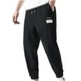 thumbnail image 1 of hopeusnice Mens Loose with Pockets Workout Casual Beach Joggers Sweatpants Activewear Gym Lounge Trousers Solid Color Elastic Waist Drawstring Fashion Summer Pants Black L, 1 of 4