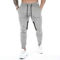thumbnail image 1 of Mens Loose with Pockets Workout Casual Beach Joggers Sweatpants Trousers Activewear Solid Color Patchwork Elastic Waist Drawstring Fashion Summer Pants Gray XL, 1 of 9