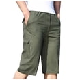 thumbnail image 1 of hopeusnice Mens Loose Running Shorts Workout Mid Waist Pants with Pockets Casual Beach Fashion Summer Pants Cotton Linen Cargo Shorts Activewear Sweat Shorts Solid Color Green XXXXXXL, 1 of 7