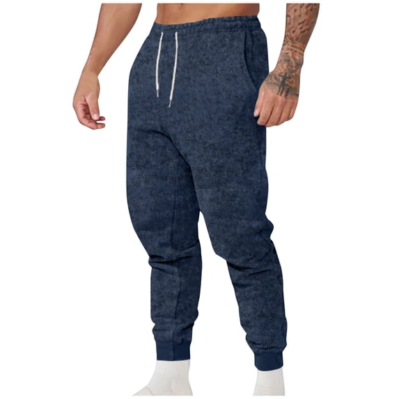 hopeusnice Mens Loose With Pockets Workout Casual Beach Joggers Sweatpants Activewear Gym Lounge Trousers Solid Color Elastic Waist Drawstring Fashion Summer Pants Navy XL