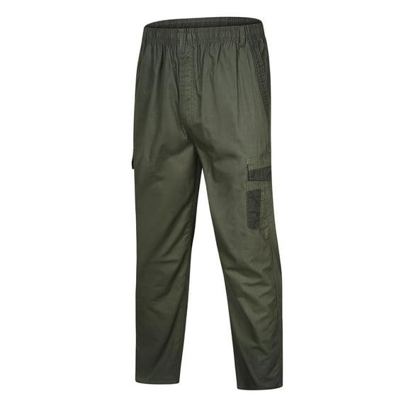 hopeusnice Mens Pants Solid Color Loose Workout Cotton Linen Cargo Wide Leg Running Trousers Activewear Casual Beach Mid Waist Pants with Pockets Fashion Summer Army Green L