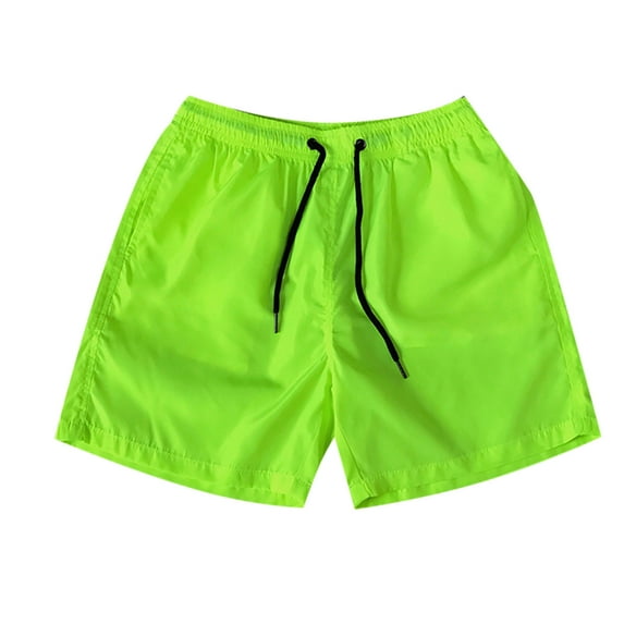 hopeusnice Mens Pants Solid Color Running Shorts Workout Elastic Waist Beach Shorts Drawstring Loose Fit Lounge Shorts Activewear Casual Beach Fashion Summer Fluorescent green M