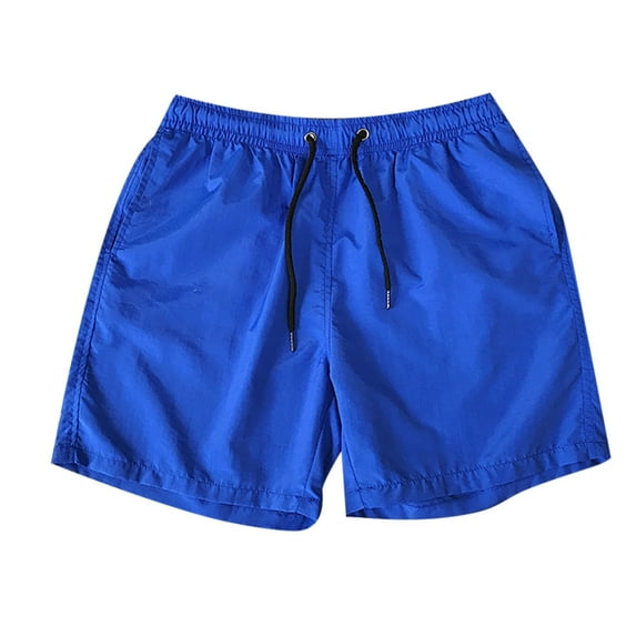 hopeusnice Mens Pants Solid Color Running Shorts Workout Elastic Waist Beach Shorts Drawstring Lounge Shorts Activewear Casual Beach Loose Fit Fashion Summer Blue M