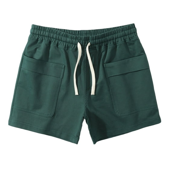 hopeusnice Mens Pants Solid Color Workout Fashion Summer Loose with Pockets Casual Beach Cotton Linen Running Shorts Lounge Shorts Activewear Gym Shorts Elastic Waist Drawstring Green XXL
