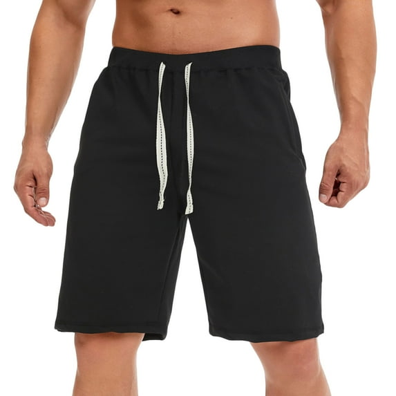 hopeusnice Mens Polyester Gym Running Shorts Lounge Shorts Activewear Workout Solid Color Casual Beach Fashion Summer Loose with Pockets Pants Elastic Waist Drawstring Black XXL