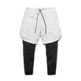 thumbnail image 1 of hopeusnice Mens Quick-Dry Workout Fashion Summer Solid Color Casual Beach Cotton Linen Fake 2-Piece Shorts Activewear Cropped Trousers Gym Pants Elastic Waist Drawstring, 1 of 8