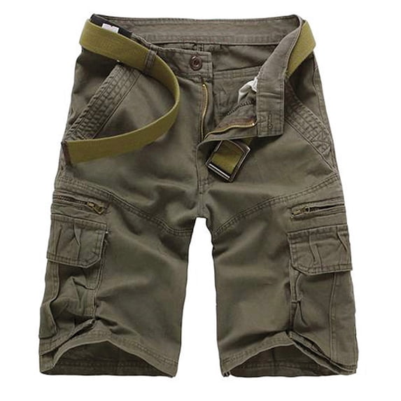hopeusnice Mens Workout Casual Beach Mid Waist Cotton Linen Cargo Shorts Running Shorts Sweat Shorts Pants Solid Color Fashion Summer Loose Pockets Green M