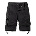 thumbnail image 1 of hopeusnice Mens Workout Casual Beach Solid Color Fashion Summer Cotton Linen Cargo Shorts Activewear Running Shorts Straight Buttons Zipper with Pockets Pants Mid Waist Black XS, 1 of 8