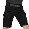thumbnail image 1 of hopeusnice Mens Workout Casual Beach Solid Color Fashion Summer Cotton Linen Cargo Shorts Running Shorts Sweat Shorts Zipper Loose with Pockets Pants Mid Waist Black XL, 1 of 4