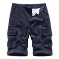 thumbnail image 1 of Mens Workout Casual Beach Solid Color Fashion Summer Cotton Linen Cargo Shorts Running Shorts Sweat Shorts Zipper Loose with Pockets Pants Mid Waist Blue L, 1 of 5