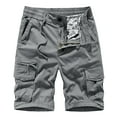 thumbnail image 1 of hopeusnice Mens Workout Casual Beach Solid Color Zipper Buttons with Pockets Summer Cotton Linen Cargo Shorts Running Shorts Sweat Shorts Activewear Pants Elastic Waist Drawstring Gray XXXL, 1 of 3