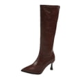 thumbnail image 1 of hopeusnice Pointed Toe Knee High Boots Women Leather Dress Boots for Party Brown 39, 1 of 9
