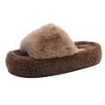 thumbnail image 1 of hopeusnice Rhinestone Decor Furry Slipper Women Open Toe Indoor Footwear Khaki 40, 1 of 9