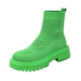 thumbnail image 1 of hopeusnice Round Toe Knit Ankle Boots Women Breathable Chunky Boots for Street Style Green 36, 1 of 8