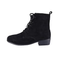 thumbnail image 1 of hopeusnice Round Toe Lace Up Chunky Heel Ankle Boots Women Suede Casual Boots for Vacation Black 36, 1 of 6