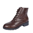 thumbnail image 1 of hopeusnice Round Toe Lace Up Slouch Chunky Heel Ankle Boots Women Leather Casual Boots for Daily Brown 40, 1 of 7