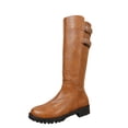 thumbnail image 1 of hopeusnice Side Zipper Low Heel Knee High Boot Round Toe Sole Riding Style Winter Boot Brown 40, 1 of 9