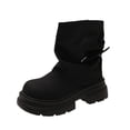 thumbnail image 1 of hopeusnice Slouchy Buckle Mid Calf Boot Round Toe Chunky Sole On Design Street Style Boot Black 35, 1 of 7