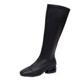 thumbnail image 1 of hopeusnice Square Heel Square Toe Knee High Boot Stretch Fabric On Commute Style Boot Black 38, 1 of 9