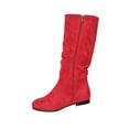 thumbnail image 1 of hopeusnice Suede Side Zip Knee High Boots Women Ruched Detail Casual Weekend Booties Red 36, 1 of 9