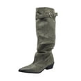 thumbnail image 1 of hopeusnice Women Knee High Slouchy Boots With Single Buckle Strap Pointed Toe Chunky Heel For Fashionable Evening Looks Gray 41, 1 of 8