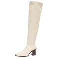 thumbnail image 1 of hopeusnice Women Knee High Stretch Boots With Square Toe Sole Chunky Heel Pull On Design For Fashion And Party Occasions White 37, 1 of 9
