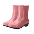 thumbnail image 1 of hopeusnice Women Mid Calf Rain Boots With Glossy PVC Upper Low Heel Pull Tab For Wet Weather And Daily Commute Pink 39, 1 of 9