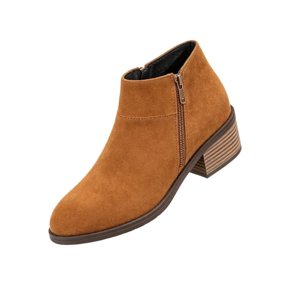 hopeusnice Women Suede Ankle Boots Side Zipper Closure Block Heel Design For Office Wear And Evening Occasions Brown 37