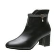thumbnail image 1 of hopeusnice Women's Ankle Boots Buckle Chunky Heel Zipper Booties Faux Leather Comfortable Block Heel Short Boots Fall Winter Shoes Outdoor Walking Dressy Boots Black 37, 1 of 9