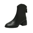 thumbnail image 1 of hopeusnice Women's Ankle Boots Low Heel Block Heel Zipper Boots Fashionable Comfortable Round Toe Faux Leather Boots Black 38, 1 of 8