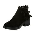 thumbnail image 1 of hopeusnice Women's Ankle Boots Suede Bowknot Block Heel Booties Round Toe Zipper Back Short Boots Winter Warm Comfortable Shoes Black 42, 1 of 7