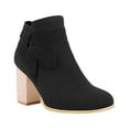 thumbnail image 1 of hopeusnice Women's Ankle Boots Suede Chunky Heel Block Heel Booties Fall Winter Shoes Buckle Closure Comfortable Fashion Boots Black 43, 1 of 6