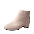 thumbnail image 1 of hopeusnice Women's Ankle Boots Suede Low Heel Block Heel Booties Zipper Comfortable Short Boots Fall Winter Shoes Outdoor Beige 35, 1 of 7