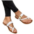 thumbnail image 1 of hopeusnice Women's Buckle Thong Sandals Flat Summer Beach Flip Flops Open Toe Slippers Comfortable Footwear White 41, 1 of 3