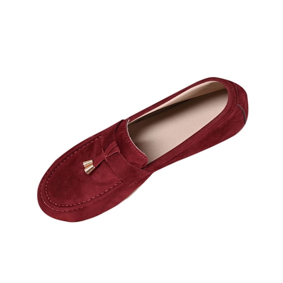 hopeusnice Women's Driving Shoes Soft Insole Plus Size Available Flat Heel For Daily Commute And Leisure Activities Red 42