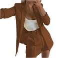 thumbnail image 1 of hopeusnice Women's Fashion Summer Solid Color Business Sets 2 Pieces with Belt Pockets Pants Elastic High Waist Lounge Sets Casual Beach Workout Vacation Brown XXXL, 1 of 6