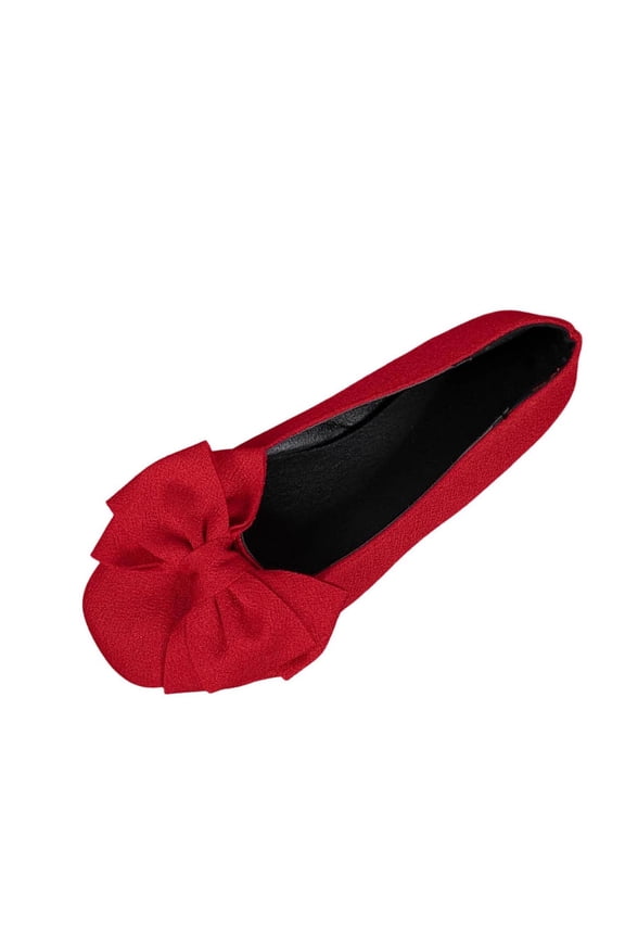 Women's Flats Bow Accent Flat Heel Support For All Day Wear Versatile Design For Multiple Occasions Style Red 36