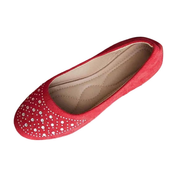 hopeusnice Women's Flats Flat Heel Easy To Match With Various Outfits Comfortable For Extended Walking Time Red 37
