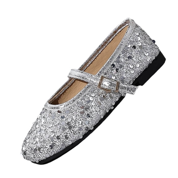 hopeusnice Women's Flats Flat Heel Support For All Day Wear Versatile Design For Multiple Occasions Silver 38