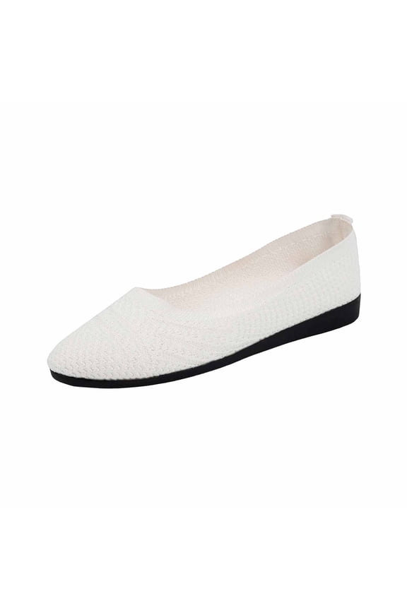 Women's Flats Soft Insole Breathable Material Plus Size Available Flat Heel Support For All Day Wear White 38
