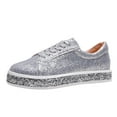 thumbnail image 1 of hopeusnice Women's Glitter Tennis Sneakers Neon Dressy Sparkly Sneakers Rhinestone Bling Wedding Bridal Shoes Shiny Sequin Shoes Silver 37, 1 of 7