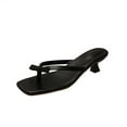 thumbnail image 1 of hopeusnice Women's High Heels Shoes Non-slip Breathable Tapered heel Trendy Soft PU Materials Summer Shoes Thong Sandals Square Toe Dress Shoes Black 35, 1 of 9